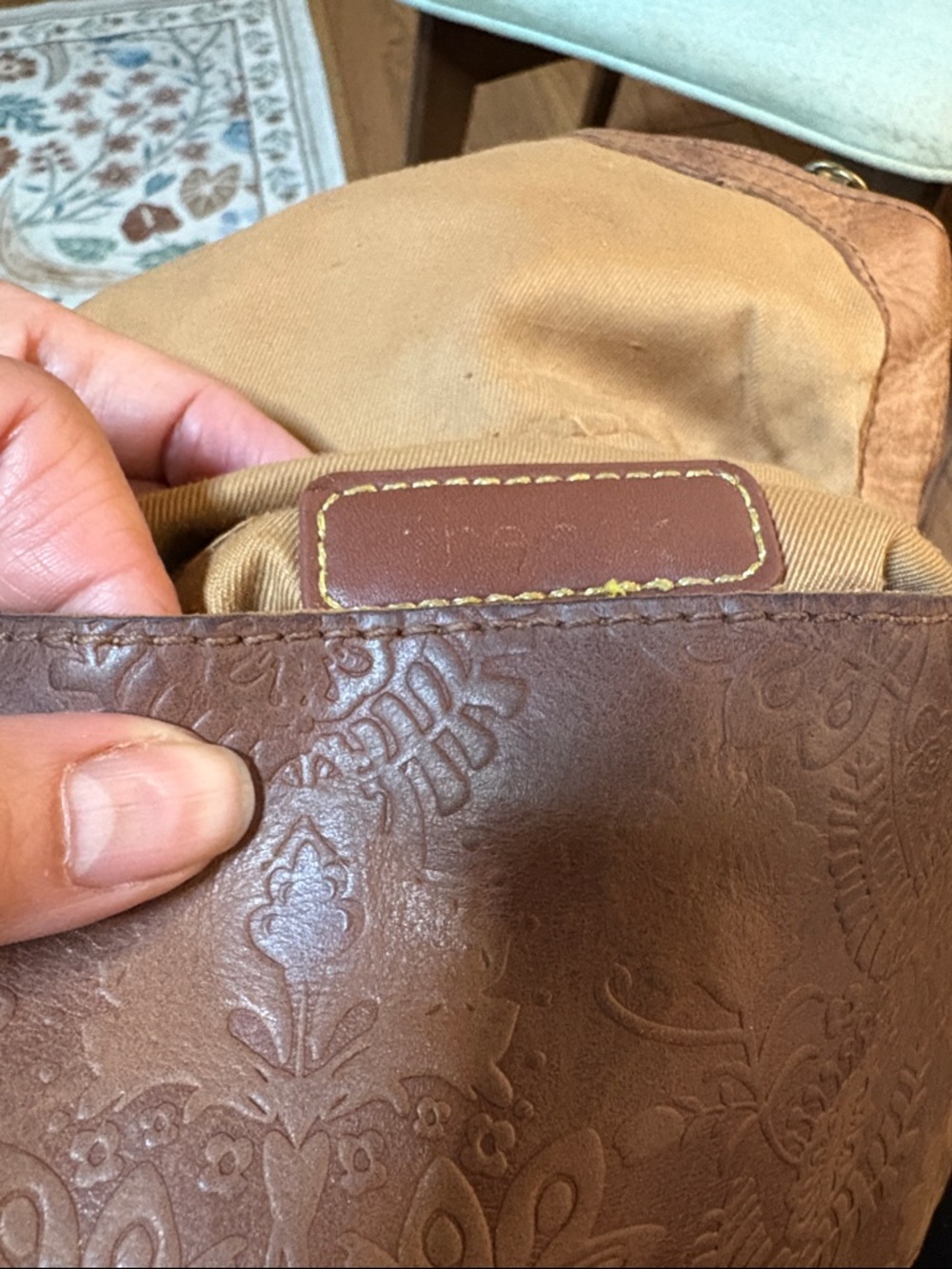 The Sak Embroidered Brown Leather Crossbody Bag - Picture 12 of 12